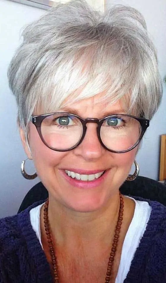 Short Haircuts for Women over 60 with Glasses