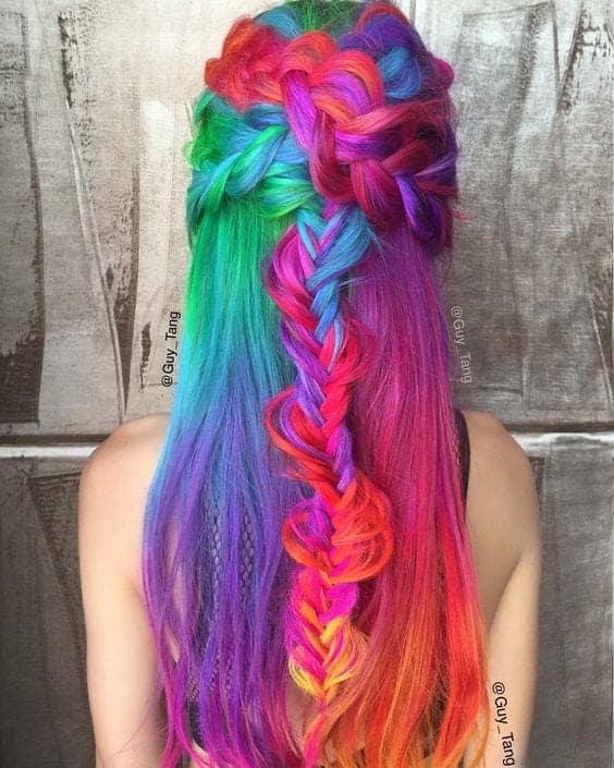 Georgeous Rainbow Hair Color for Long Thick Hair