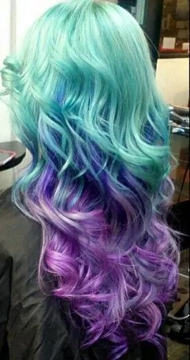 Amazing Blue purple dyed hair color