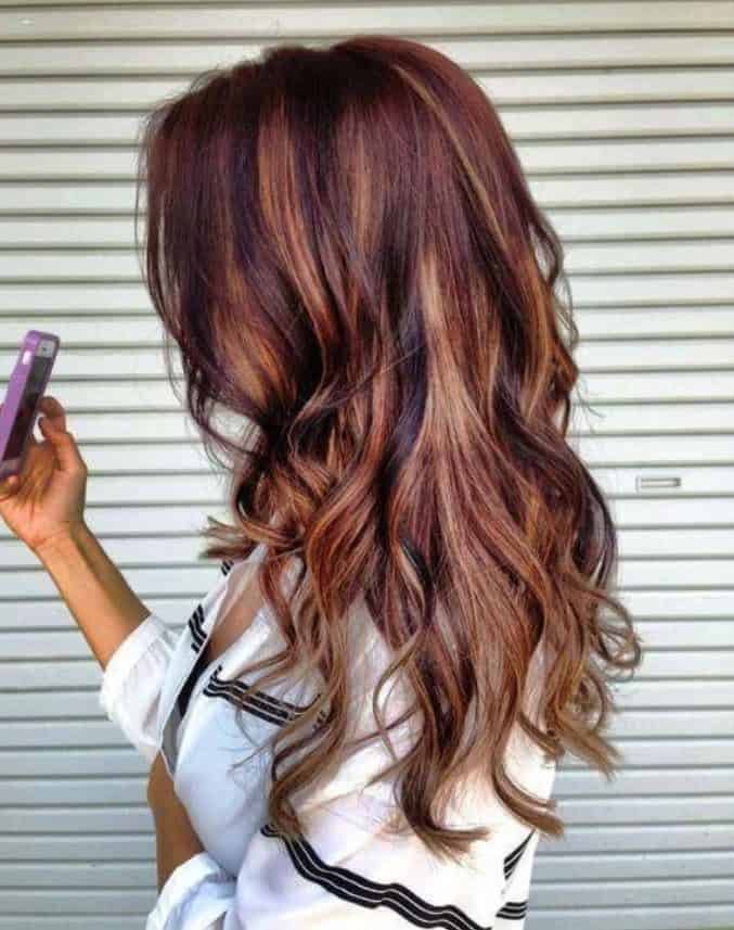 Auburn Hair Color with Lowlights
