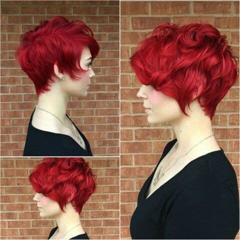 Bright Red Hair Color for Short Pixie Cut