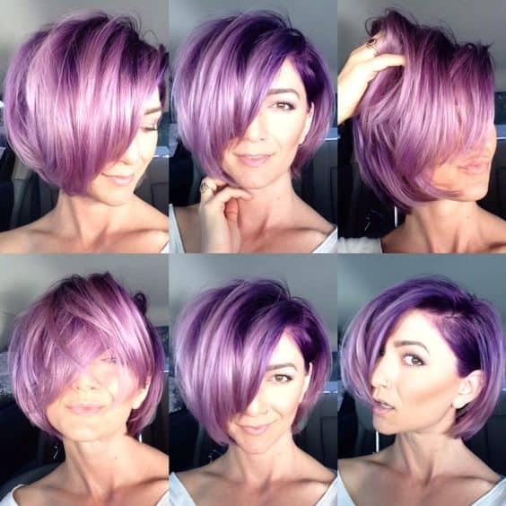 Plum Violet Hair Color for Short Hair