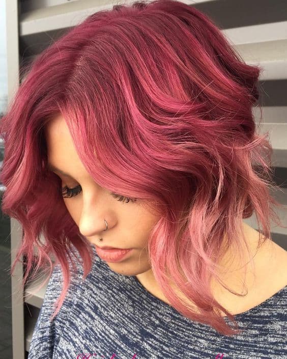 Red Violet Ombre Hair for Short Hair