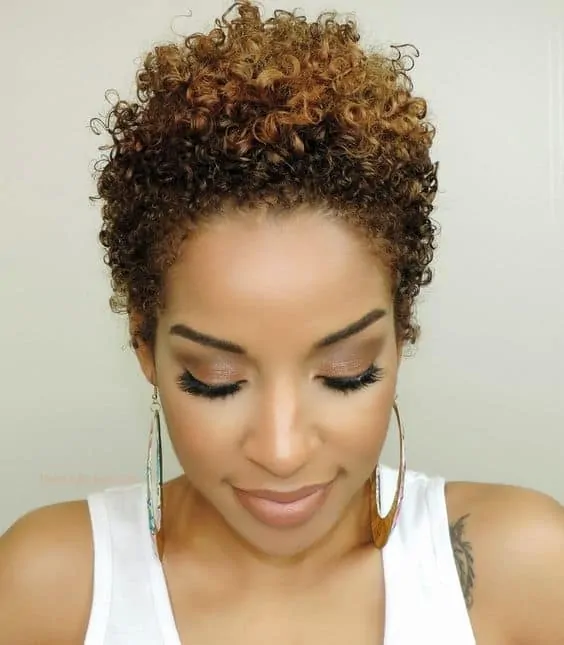 Short Natural Black Hair with Color