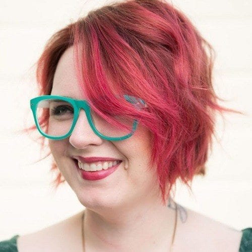 short red color hairstyle for plus size women