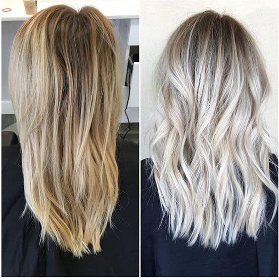 Icy Blonde with Shadowed Roots Hair Color
