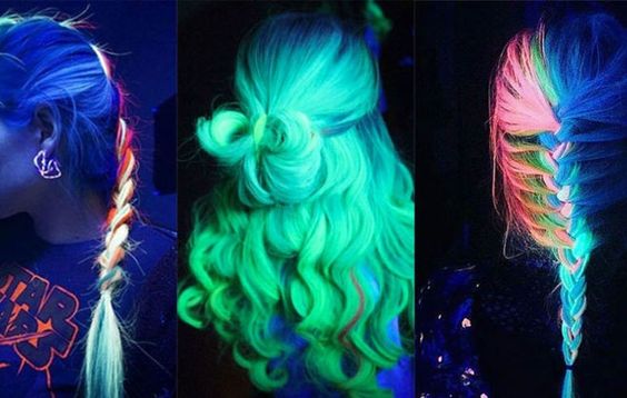 Braided Hair with glow in the dark color