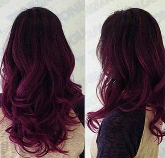 Burgundy with Purple Highlights Hair
