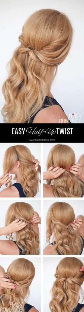 Easy Half Up Half Down Twist Hairstyle Tutorial