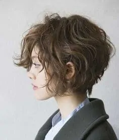 Short Bob with Bangs for Curly Wavy Hair