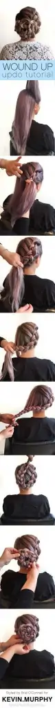 Simple Wound Up Updo for long hair Tutorial