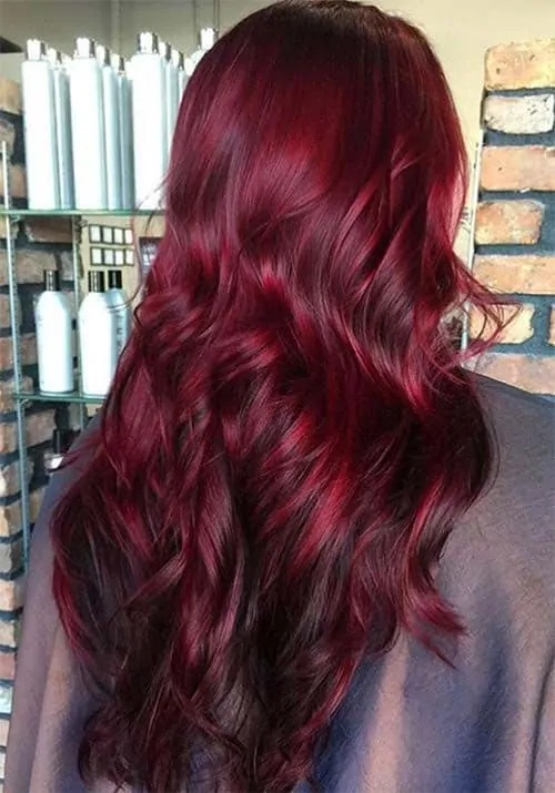 Amazing Red Burgundy Hair Style for Long Hair