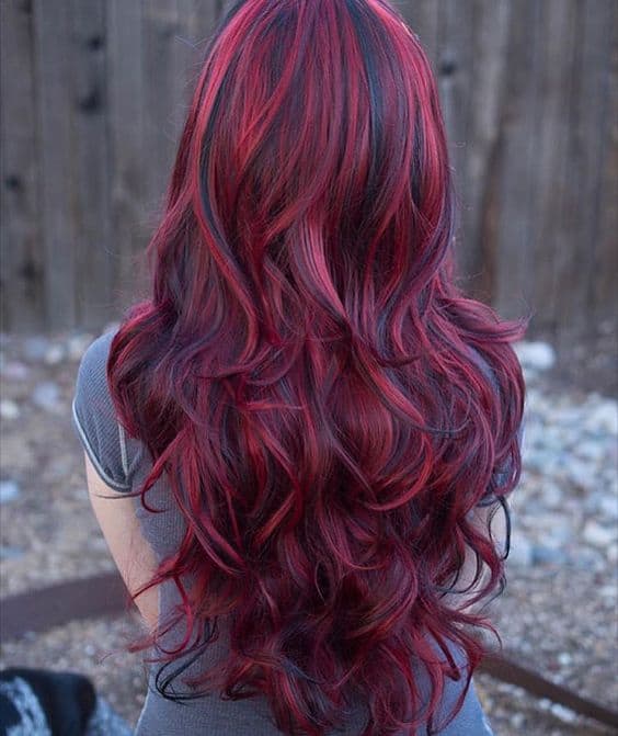 Cute Red Balayage on Wavy Long Hair