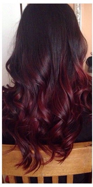 Deep red purple ombre hair color