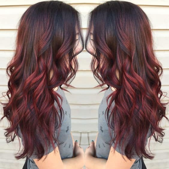 Fabulous Red Balayage Hair Styles for Long Wavy Hair