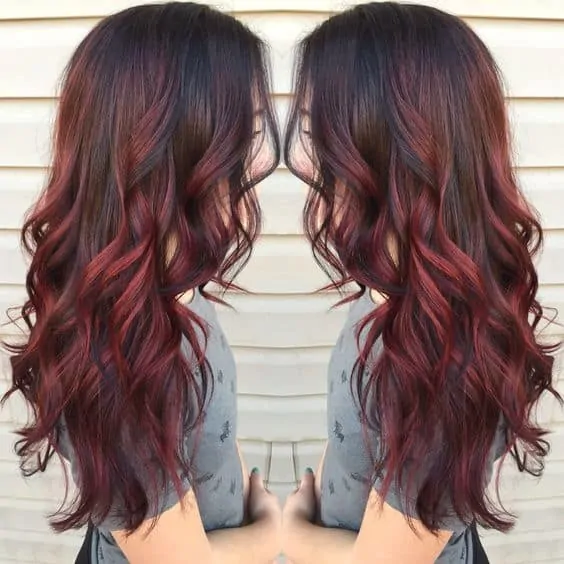 Fabulous Red Balayage Hair Styles for Long Wavy Hair