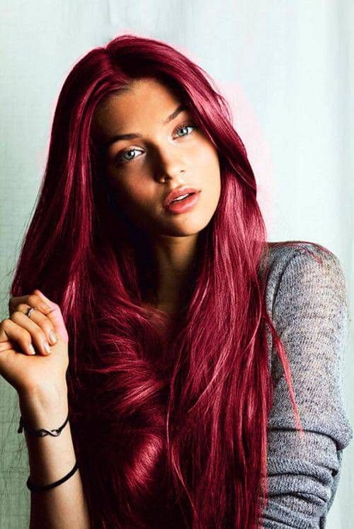 Red Magenta Hair Style for Long Hair