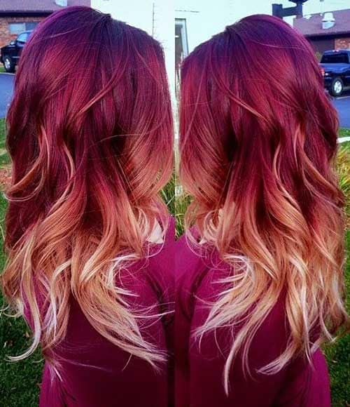 Red blonde ombre hair color