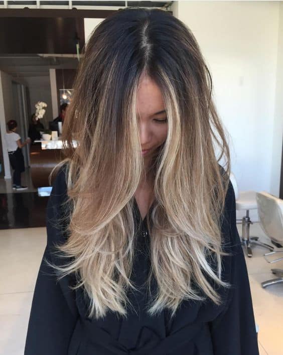 Dark to light Ombre Layered Hairstyle for Long Hair