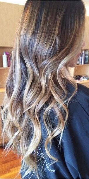 brunette with caramel blonde layered highlights