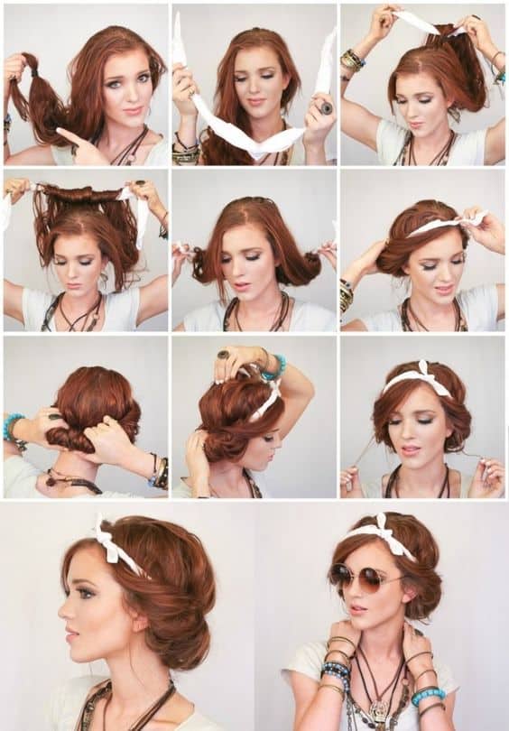 Beautiful Scarf Roll Hairstyle