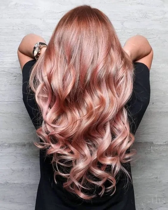Rose Gold Hair Color for Long Hair
