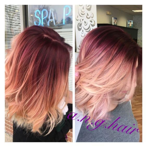 Rose Gold Ombre Balayage Hair Color Ideas