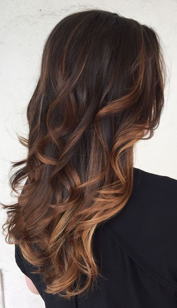 Dark Brown Hair with Caramel Balayage
