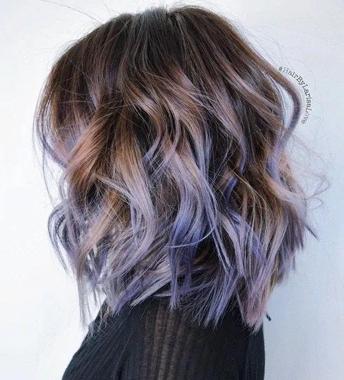 Pastel Purple Ombre Balayage Short Hair Ideas