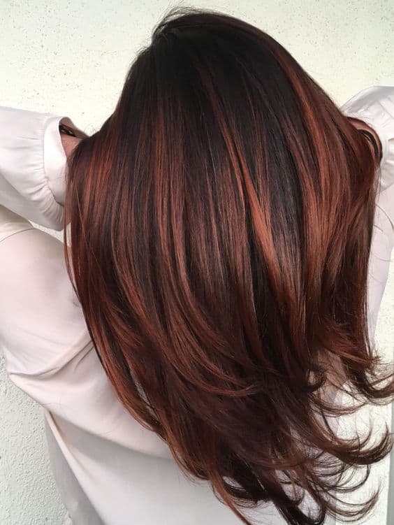 Auburn Red Highlights Brown Hair