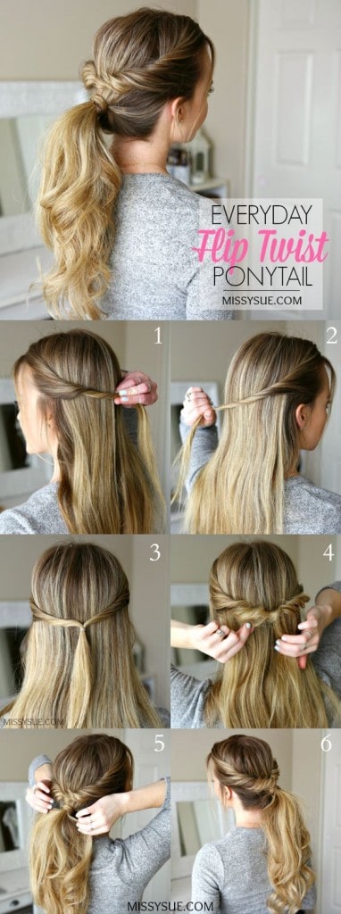 Easy Flip Twist Ponytail Hairstyle