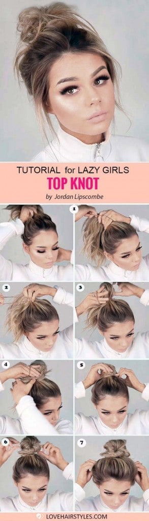 Simple & Easy Top Knot Hairstyle for Lazy Girl