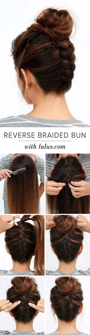 Simple Reverse Braided Bun Hairstyle Tutorial