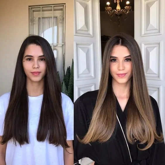 before after straight brown hairstyles