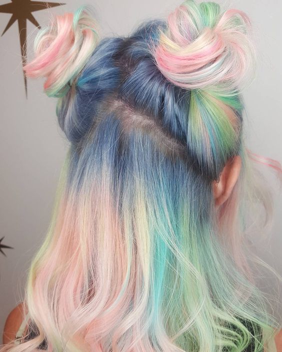 fresh colorful hairstyle for party !