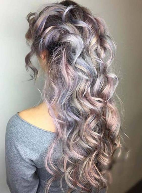 genius purple rainbow wavy hairstyle that you can try