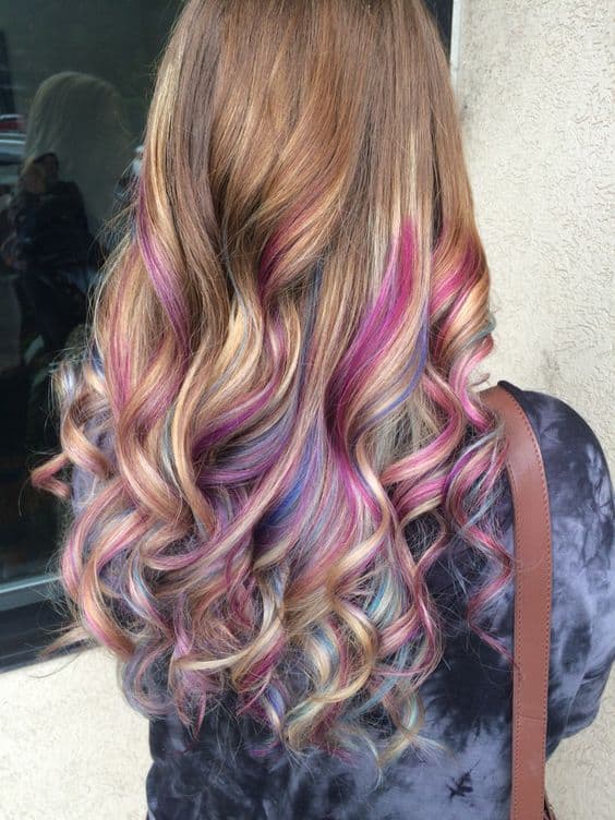 fantastic long hairstyle in colorful hair