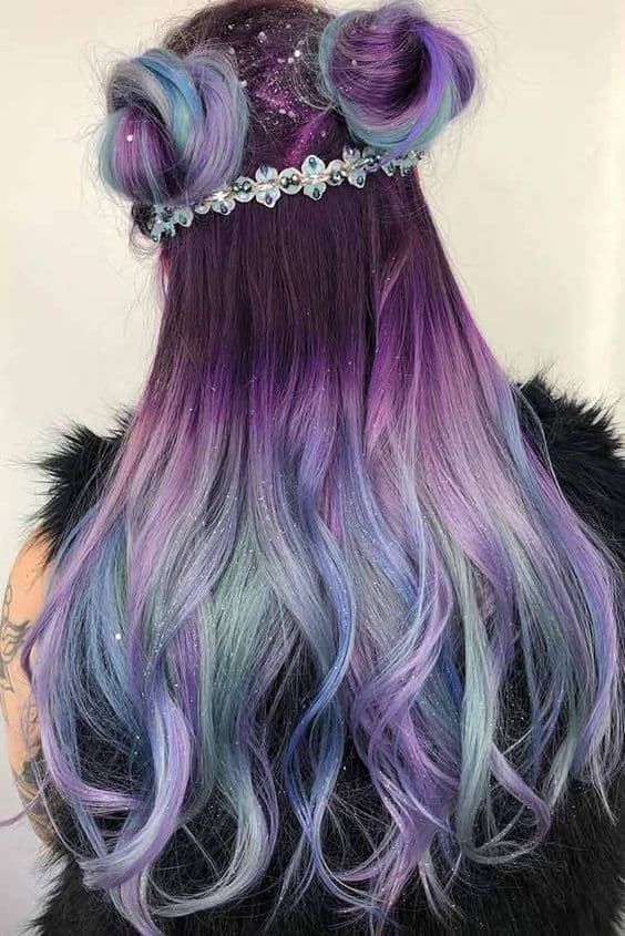 purple trendy hairstyle