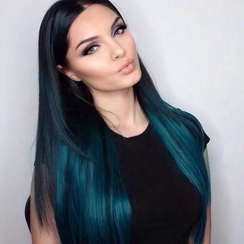 Top Black blue highlights color hairstyles