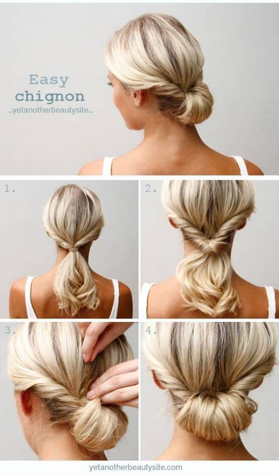 easy chignon hairstyles tutorial