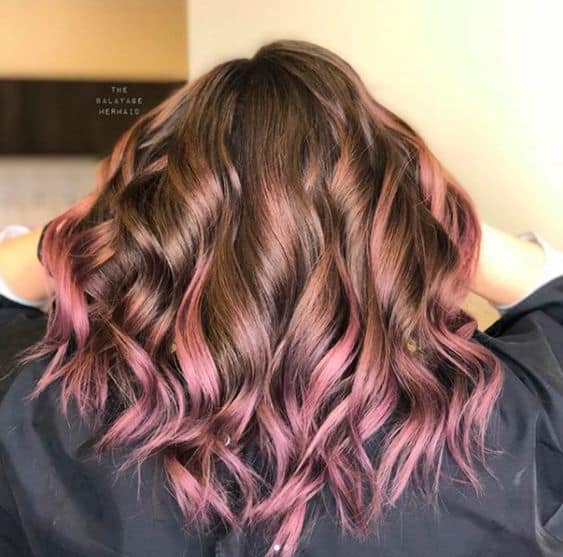 pink and brown balayage hair
