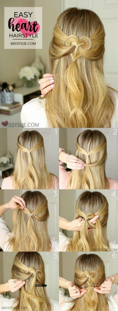 12 Christmas Hairstyles Tutorial D.I.Y - Easy Heart Hairstyle