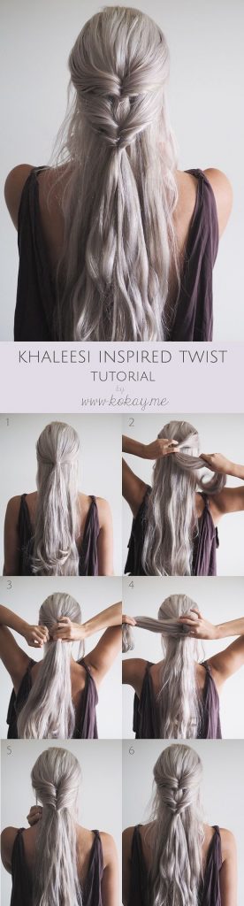 12 Christmas Hairstyles Tutorial D.I.Y - Khaleesi Inspired Twist Tutorial