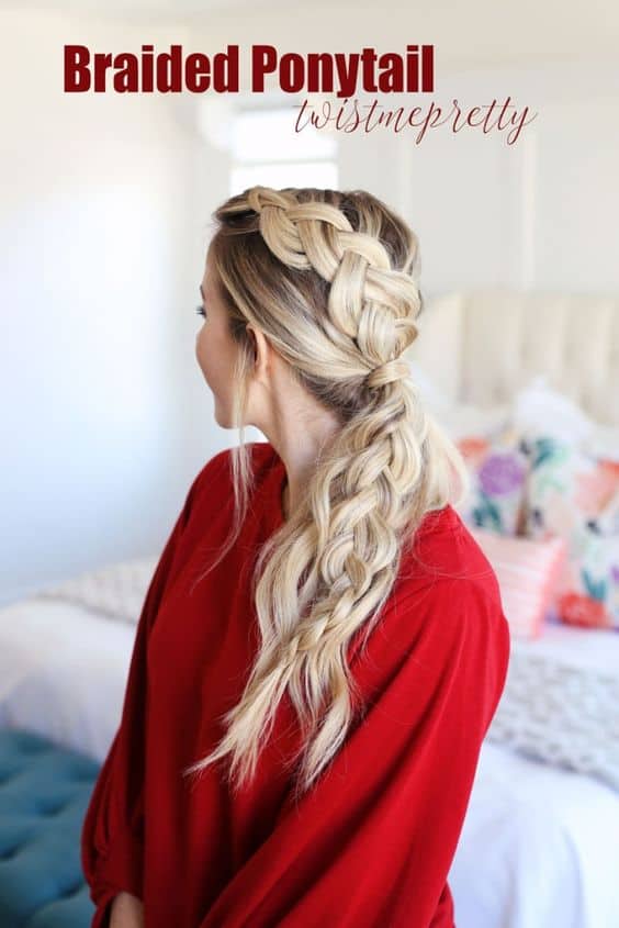 Easy Christmas Hairstyles - Braided Ponytail..