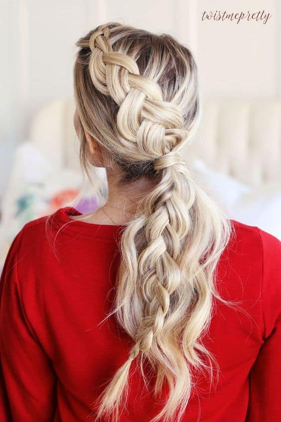 Easy Christmas Hairstyles - Braided Ponytail