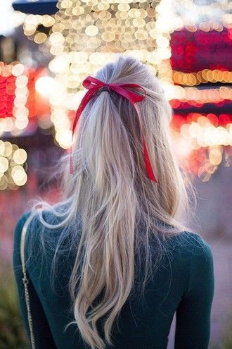 Easy Christmas Hairstyles Tutorial D.I.Y - Red Ribbon Haristyles.