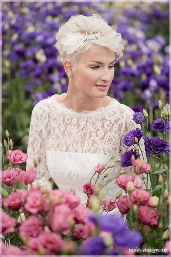 Pixie Short and Blonde Hairstyles for Bridal
