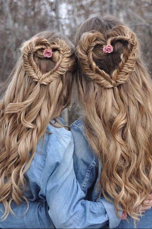 Beautiful Heart Braided Hair Style for Valentine's Day