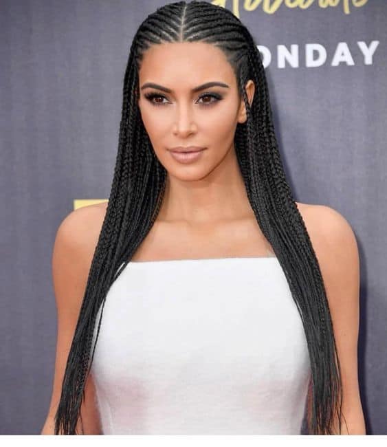 Cornrow Black Long Hairstyles - Kim Kardashians