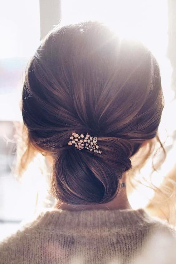 Elegant Updo Hairstyle With Hair Accessory for Valentine's Day